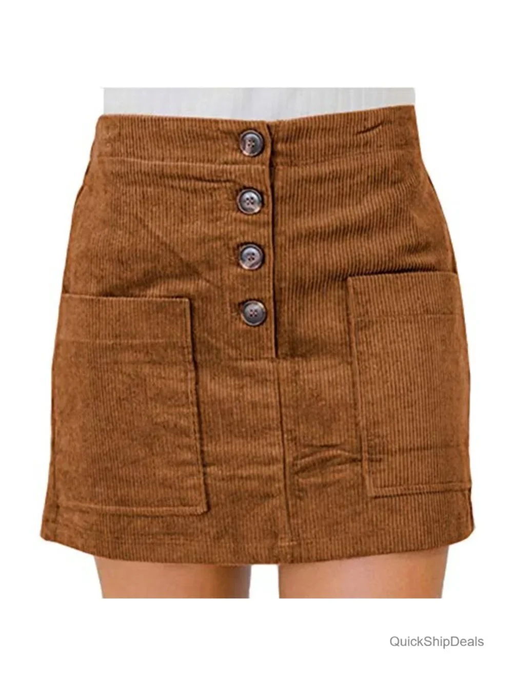Women's High Waist Button Down A-Line Mini Skirt with Pockets